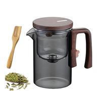 Magnetic Kettle, Enchantipot Magic Teapot, Water Separation Glass Teapot Wooden Handle, Press Control Magic Pot with Built in Infuser for Loose Tea with Cups (Gray, 520ml)