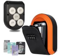 Magnetic Key Holder Under Car,Hide a Key Outside with Combination Lock box,Resettable Safe Security Code Lockbox with 5 Strong Magnets,Anti-drop Magnetic Box for Under Car,Indoor,Outdoor (Orange)