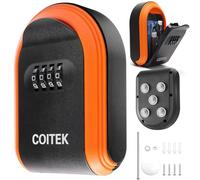Magnetic Key Holder with Lock, COITEK Magnetic Key Box with Combination Lock Hidden Under Car, Key Safe Box with 5 Strong Magnet Secure 4-Digit Combination with Resettable Code(Orange)