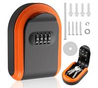 Magnetic Key Holder with Lock Magnet Key Lock Box Hidden Under Car Windspeed Magnetic Key Box Secure 4-Digit Combination with Resettable Code Hidden for Indoor Outdoor Store Car Door(Black & Orange)
