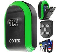 Magnetic Key Holder with Lock,Magnetic Key Box with Combination Lock Hidden Under Car, Key Safe Box with 5 Strong Magnet, Hide A Key Lock Box Secure 4-Digit Combination with Resettable Code (Green)