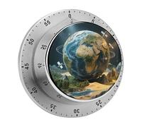Magnetic Kitchen Timer Stainless Steel World Geographical Distribution Mechanical Timer with 70db Loud Alarm Battery-Free Waterproof 60 Minute Wind Up Timers for Cooking Baking Fitness Classroom Offic