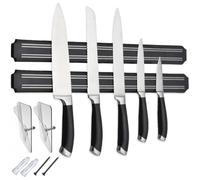 Magnetic Knife Holder for Wall - 15 Inch No Drill Knife Bar with Strong Double Row Magnets, Eco-Friendly & Waterproof Plastic, Holds Knives & Kitchen Tools Securely, Easy Peel & Stick Installation