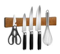 Magnetic Knife Holder for Wall, 16 inch(40cm) Wooden Knife Magnet Strip Rack with Multiple Mount Methods for Refrigerator, Magnetic Tool Holder with Self Adhesive for Kitchen Storage & Organisation