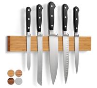 Magnetic Knife Rack in Bamboo with Extra-Strong Magnet - 40 cm - Magnetic Knife Holder for Wall for Knives, Utensils and Tools - by LARHN