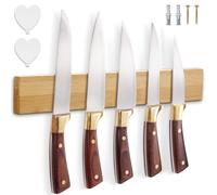Magnetic Knife Rack Wall Mounted - Magnetic Knife Strip in Bamboo with Extra Strong Magnet 40 X 6 X 2CM, Magnetic Knife Stand for Wall, Magnetic Knife Holder for Utensils and Tools