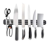 Magnetic Knife Strip Holder Rack Tool Bar Magnet 15 Inch Multipurpose Knife Rack Strong Powerful Kitchen Storage Display Organizer Easy Install Secure Safe Laundry Garage Workshop Shed (Black)