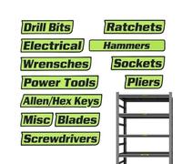 Magnetic Labels for Tool Box, 3D Printed, 12 Pieces, Strong Magnetic, Easy to Read Printed Magnetic Labels - For Garage, Cupboard, Drawers, Workshop, Household, Mechanic