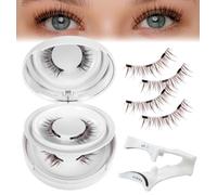 Magnetic Lashes with Applicator, 2 Styles Reusable Magnetic Eyelashes Wispy Manga Lashes with Magnets No Glue Needed Clear Band Eyelashes for All-Day Comfort