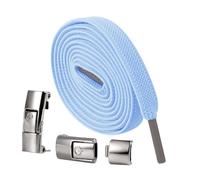 Magnetic Lazy Shoelace Metal Buckle, Tieless Shoe laces for Sneakers No Tie Elastic Flat Shoe laces, Sneakers Shoelace Clips (Sky Blue / 2 Pairs)