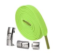 Magnetic Lazy Shoelace Metal Buckle, Tieless Shoe laces for Sneakers No Tie Elastic Flat Shoe laces, Sneakers Shoelace Clips (Fluorescent Green / 2 Pai)