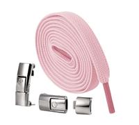 Magnetic Lazy Shoelace Metal Buckle, Tieless Shoe laces for Sneakers No Tie Elastic Flat Shoe laces, Sneakers Shoelace Clips (Light Pink / 2 Pairs)