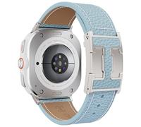 Magnetic Leather Band Compatible with Samsung Galaxy Watch Ultra Bands 47mm (2025/2024) , Leather Replacement Strap with Magnetic Buckle for Galaxy Watch Ultra for Men Women ((Lychee)Blue Band +