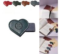 Magnetic Leather Bookmarks with Pen Holder, 26 Letters Name Initial Custom Personalized Heart-Shaped Book Marks for Book Lover Readers, Bygone Cute Leather Bookmark Gift for Women,Girls (Blue,K)
