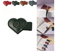 Magnetic Leather Bookmarks with Pen Holder, 26 Letters Name Initial Custom Personalized Heart-Shaped Book Marks for Book Lover Readers, Bygone Cute Leather Bookmark Gift for Women,Girls (Green,P)