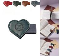 Magnetic Leather Bookmarks with Pen Holder, 26 Letters Name Initial Custom Personalized Heart-Shaped Book Marks for Book Lover Readers, Bygone Cute Leather Bookmark Gift for Women,Girls (Blue,H)