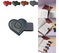 Magnetic Leather Bookmarks with Pen Holder, 26 Letters Name Initial Custom Personalized Heart-Shaped Book Marks for Book Lover Readers, Bygone Cute Leather Bookmark Gift for Women,Girls (Blue,A)