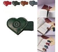 Magnetic Leather Bookmarks with Pen Holder, 26 Letters Name Initial Custom Personalized Heart-Shaped Book Marks for Book Lover Readers, Bygone Cute Leather Bookmark Gift for Women,Girls (Green,O)