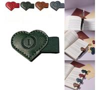 Magnetic Leather Bookmarks with Pen Holder, 26 Letters Name Initial Custom Personalized Heart-Shaped Book Marks for Book Lover Readers, Bygone Cute Leather Bookmark Gift for Women,Girls (Green,I)