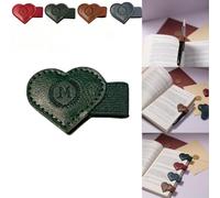 Magnetic Leather Bookmarks with Pen Holder, 26 Letters Name Initial Custom Personalized Heart-Shaped Book Marks for Book Lover Readers, Bygone Cute Leather Bookmark Gift for Women,Girls (Green,M)