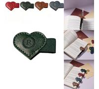 Magnetic Leather Bookmarks with Pen Holder, 26 Letters Name Initial Custom Personalized Heart-Shaped Book Marks for Book Lover Readers, Bygone Cute Leather Bookmark Gift for Women,Girls (Green,R)