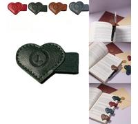 Magnetic Leather Bookmarks with Pen Holder, 26 Letters Name Initial Custom Personalized Heart-Shaped Book Marks for Book Lover Readers, Bygone Cute Leather Bookmark Gift for Women,Girls (Green,L)