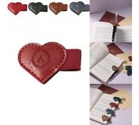 Magnetic Leather Bookmarks with Pen Holder, 26 Letters Name Initial Custom Personalized Heart-Shaped Book Marks for Book Lover Readers, Bygone Cute Leather Bookmark Gift for Women,Girls (Red,A)