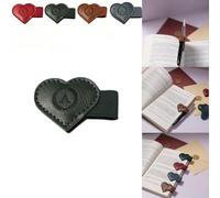 Magnetic Leather Bookmarks with Pen Holder, 26 Letters Name Initial Custom Personalized Heart-Shaped Book Marks for Book Lover Readers, Bygone Cute Leather Bookmark Gift for Women,Girls (Green,A)
