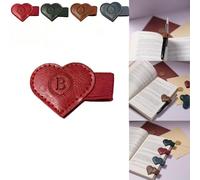 Magnetic Leather Bookmarks with Pen Holder, 26 Letters Name Initial Custom Personalized Heart-Shaped Book Marks for Book Lover Readers, Bygone Cute Leather Bookmark Gift for Women,Girls (Red,B)
