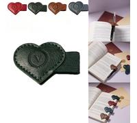 Magnetic Leather Bookmarks with Pen Holder, 26 Letters Name Initial Custom Personalized Heart-Shaped Book Marks for Book Lover Readers, Bygone Cute Leather Bookmark Gift for Women,Girls (Green,V)