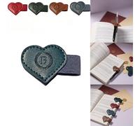 Magnetic Leather Bookmarks with Pen Holder, 26 Letters Name Initial Custom Personalized Heart-Shaped Book Marks for Book Lover Readers, Bygone Cute Leather Bookmark Gift for Women,Girls (Blue,B)