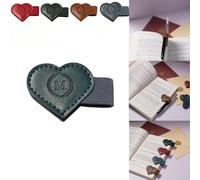 Magnetic Leather Bookmarks with Pen Holder, 26 Letters Name Initial Custom Personalized Heart-Shaped Book Marks for Book Lover Readers, Bygone Cute Leather Bookmark Gift for Women,Girls (Blue,M)