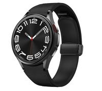 Magnetic Leather Strap for Samsung Galaxy Watch 6/5/4 40 mm 44 mm/6 Classic 43 47 mm/5 Pro 45 mm/4 Classic 42 46 mm/Active 2.20 mm Seamless D-Buckle Hybrid Eco Leather Soft Silicone Sport Replacement