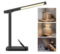 Magnetic LED Desk Lamp, Eye-Caring Desk Light with 3 Color Stepless Dimming, Portable Detachable Metal LED Desk Lamp, 360° Rotating Cordless Touch Study Lamp for Reading, Workbench, Bedroom, Camping
