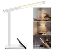 Magnetic LED Desk Lamp, Eye-Caring Desk Light with 3 Color Stepless Dimming, Portable Detachable Metal LED Desk Lamp, 360° Rotating Cordless Touch Study Lamp for Reading, Workbench, Bedroom, Camping