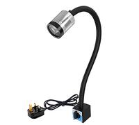 Magnetic Led Light, Led Machine Light, Magnetic gooseneck led IP66 Waterproof 900Lumens Spotlight with 500mm Gooseneck for Industrial Lathe Machine (UK Plug)