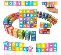 Magnetic Letters & Numbers Blocks ABC Travel Toys Spelling Game for Ages 5+ | Strong Magnets, Uppercase & Lowercase, Counts, Emoticons, Alphablocks, Build Any Word, Quickly Improve Vocabulary Proficiency