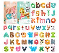 Magnetic Letters,Uppercase Letters with Adorable Zoo Animal Alphabet ABC Fridge Magnets Educational Spelling Learning Games Toys Set for Kids,Toddlers 3 4 5 Years Old