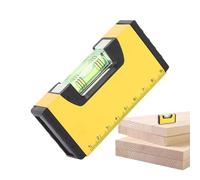 Magnetic Level - Secures Alignment, Mini Block 10 cm Body Orange, 3 Vials + Rubber Magnet Base, Anti-Shock Aluminium Alloy - for Shelves DIY & Projects