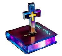 Magnetic Levitating Cross Lamp, Levitating Display 360°Floating Bible Night Light with Magnetic Levitation Touch Control Christian Decor for Home Office Bedroom (Book Base)