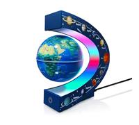Magnetic Levitating Floating Globe with LED Lights, Cool Gadgets C Frame Globe Lamp for Men Father Husbands Boys Girls and Kids, Nine planetary solar systems Cool Tech Gift