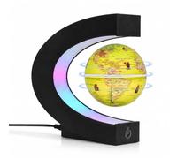 Magnetic Levitating Globe,Multicolor LED Lights,360°Rotating World Map | Floating world map lamp for STEM geography learning, night light, cool desk decor, and unique gifts for kids and adults