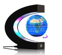Magnetic Levitating Globe with 7-Color LED Lights, 360° Rotating Floating World Map Lamp, STEM Educational Night Light for Geography Learning, Cool Desk Decor & Unique Gift for Kids & Adults
