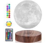 Magnetic Levitating Moon Lamp Floating and Spinning 3D Printing LED Moon Lamp 16 Colors Modes Magnetic Levitation Lunar Night Lights for Home Office Room Table Decoration Cool Gifts