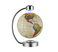 Magnetic Levitation Floating Globe, 8'' Magnetic Levitating Globe LED Illuminated World Map with Auto Permanent Revolving System for Home Office Modern Decorative Ornament Gift (Beige)