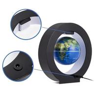 Magnetic Levitation Floating Globe with LED Light, 3 Inch Blue Globe, O-Shape Frame, Automatic Rotation, Christmas New Year Gift for Kids