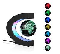 Magnetic Levitation Floating World Map Globe Multi-Color Changing Rotating Levitating Globe with LED Lights Office Home Desk Decoration Gadget for Friend Teacher Business Birthday Gift