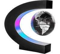 Magnetic Levitation Globe, Floating Globe Magnetic Levitation World Map Globe With LED Lights C-type Desk Decoration (Black)