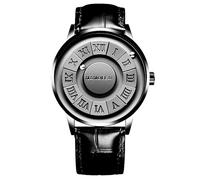 Magnetic Levitation Watch, Unisex Cool Watches Roman Numerals Creative Magnetic Levitation Balls Dial Waterproof Couple Quartz Wrist Watch 3D PVD One Piece Swiss WaterproofLeather Steel Strap Black