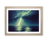 Magnetic Lightning Storm Framed Print | A2 Oak Framed Wall Art | Ready to Hang | Modern Landscape Picture | Living Room Bedroom Lounge Office